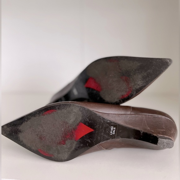 Luichininy Dale Brown Vintage Leather Pointy Toe Ankle Booties Size 7 - Picture 7 of 8